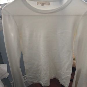 White fitted sweater with bell sleeve